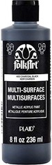 FolkArt Multi-Surface Acrylic Craft Paint, 8 oz, Metallic Charcoal Black