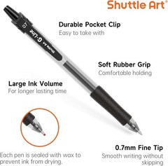 100 Pack Retractable Black Gel Pens with Comfortable Grip for Effortless Writing