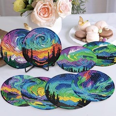 Aurora Diamond Art Coasters Kits, 8 Pieces Diamond Painting Coasters with Holder