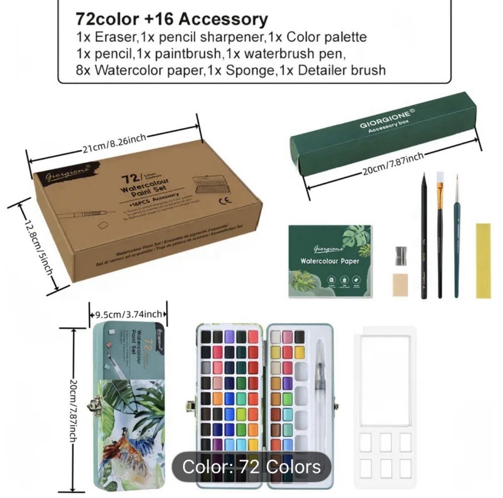 72 Giorgione Watercolor Paints & Accessories