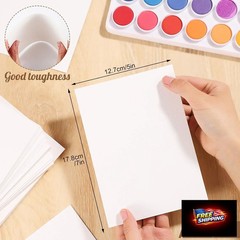 Prudiut 120 Sheets Watercolor Paper Bulk, 140 lb/300 GSM Cotton Cold Press White