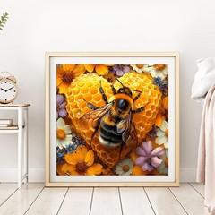 Diamond Art Kits for Adults, Bee Diamond Painting Kits for Beginner, 5D DIY Roun