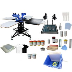 3 Color 4 Station Silk Screen Printing Kit with Flash Dryer Exposure Unit New