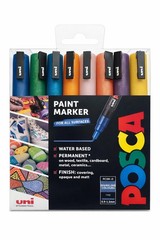 Uni POSCA PC-3M Paint Markers 8 Pack GLITTER Sparkle Colours Fine Tip Pens Set