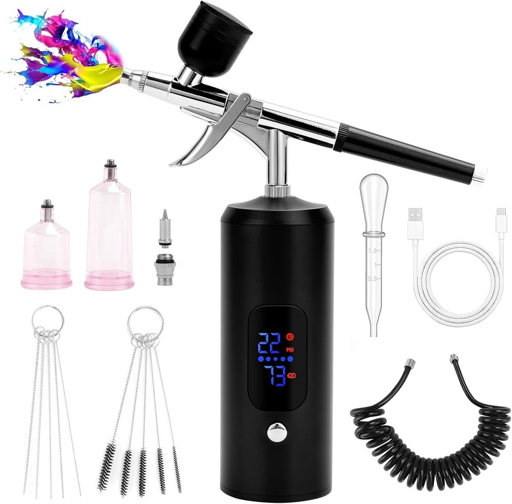 Cordless Rechargeable Airbrush Kit,Handheld Air Brush Sprayer Gun