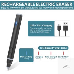 Electric Eraser, USB C Rechargeable Pencil Eraser with 220 Eraser Refills, 2 Era