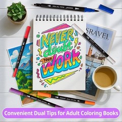 Nicecho 24 Colors Dual Tip Art Markers Pens for Adult Coloring Books, Brush a…