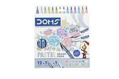 Doms Super Soft Tip Pastel Brush Pen Set (12 Pastel Shades, 1 Silver, 1 blender)