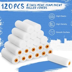 120 Pcs 4 Inch Foam Paint Roller Mini High Density 4 Inch, White