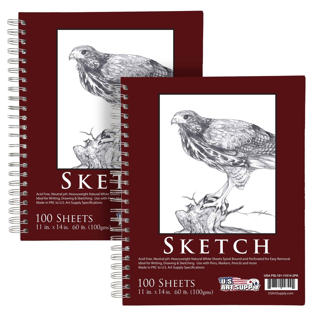 11″ x 14″ Left Hand Spiral 60lb Sketch Pad (Pack of 2)