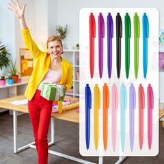 50 Pcs BallPoint Pens, Retractable Black Ink Bulk Pens, Candy Rose Red Casing