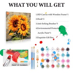 Fountor Framed Paint by Numbers Kit for Adults Beginner 10×10 Inch, LKOPF016
