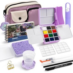 Mini Watercolor Travel Set – 12 Color All-in-One Portable Kit with Crossbody …