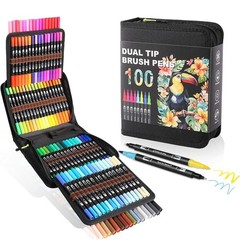 TOSHARE 100 Colors Brush & Fine Dual Tip 1 Count (Pack of 100), Multicolor
