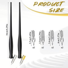 10PCS Oblique Calligraphy Dip Pen Set – 2-in-1 1 Count (Pack of 10), black