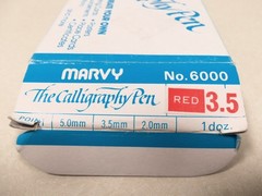 Box of 12 New NOS Marvy The Calligraphy Pen Red 3.5 2.0mm/3.5mm/5.0mm 6000-#2S