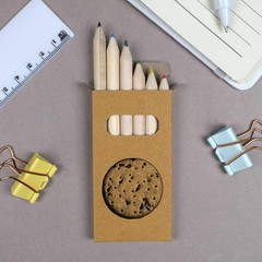6 x ‘Choc Chip Biscuit’ Short 85mm Pencils / Coloured Pencil Set (PE00094868)