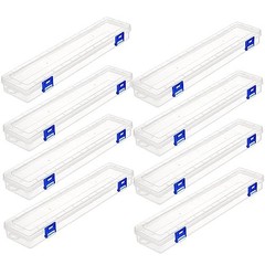 8 Pack Paint Brush Holder Case, 13″ Translucent Art Storage Box with Lid