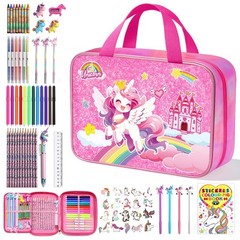 73PCS Unicorn Washable Markers Set with Glitter Pencil Case, Art Supplies