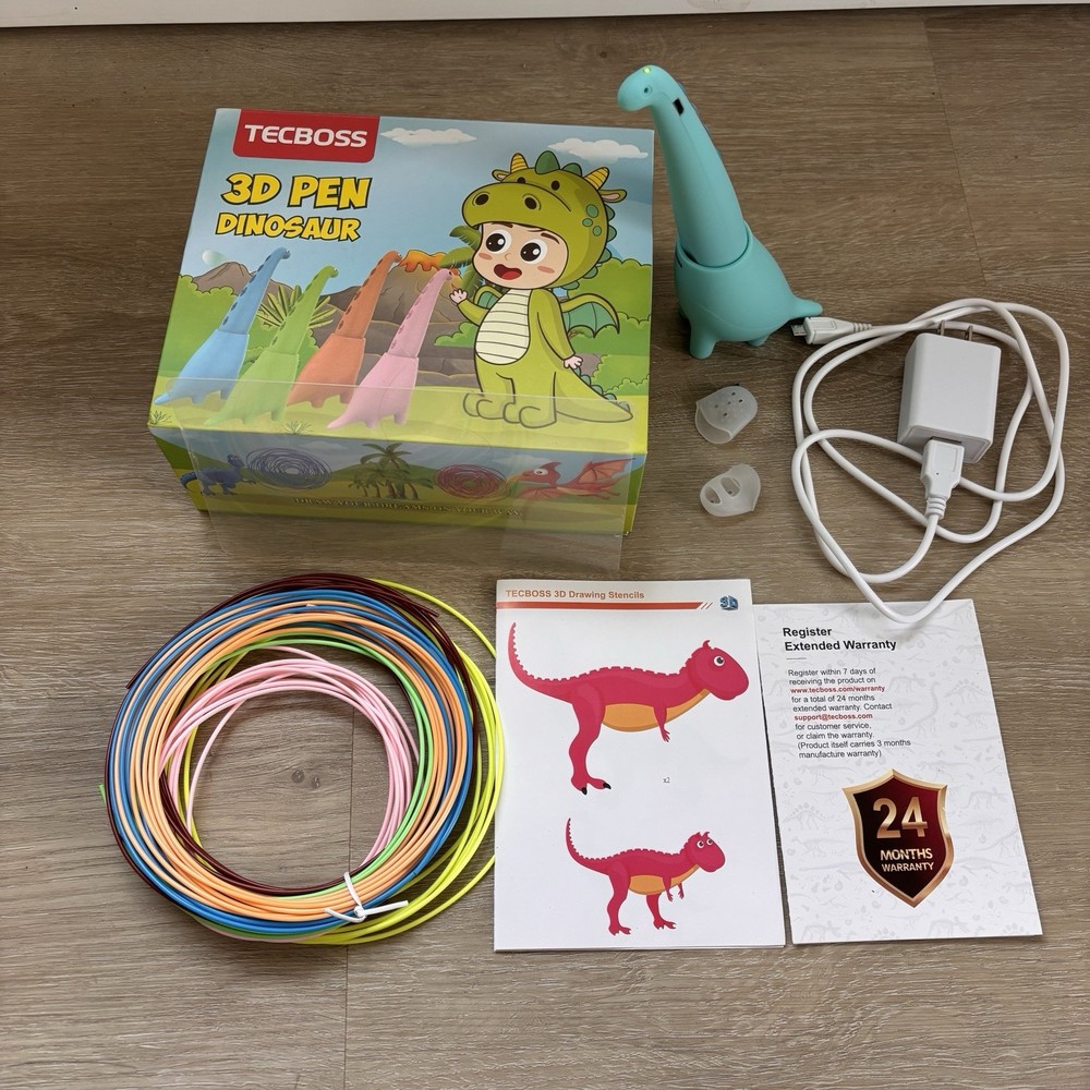 TECBOSS Dinosaur 3D Pen Kids Drawing Printing Art Craft Toy Set Filament Stencil