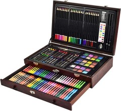 Sunnyglade 145 Piece Deluxe Art Set, Wooden 1 Count (Pack of 1), multi-color