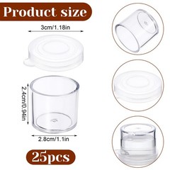 25 Pcs Small Paint Pots Lids Clear Plastic Empty Cups 10ml/0.34 Oz Painting DIY