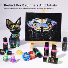 Metallic Acrylic Paint Set, 24 Metallic Colors in 2 Oz/60Ml Bottles, Metallic Sh