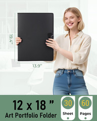 12X18″ Art Portfolio Folder, 30 Pockets Display 60 Pages Art Painting Portfolio