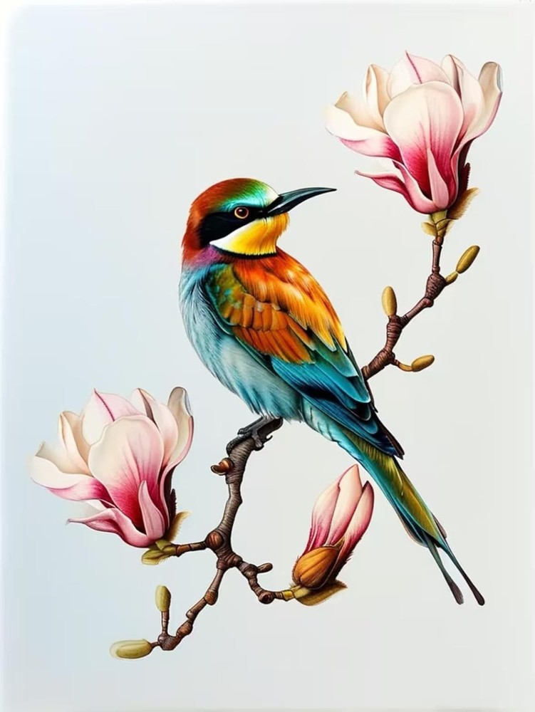 Colorful Bird Diamond Painting Kits for Adults Beginners Magnolia Flower Diamond