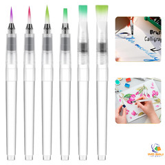 6 Pieces Refillable Watercolor Brush Pens Water Paint Brush for Painting Markers