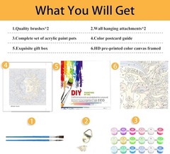Art Deco Framed Paint by Numbers: Sun and Moon Canvas Kit for Creative Families