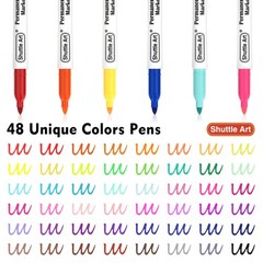 48 Colors Permanent Markers, Fine Point, Assorted Colors, Works on Plastic,Wo…