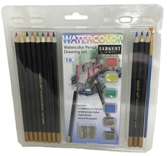Watercolor Pencil Drawing Set Sargent Art Sharpener Color Cakes 19 pieces NEW