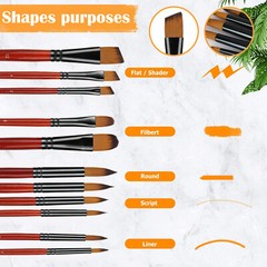 18Pcs Artist Brushes Set Nylon Brush for Oil Watercolor Artist Painting Art NEW