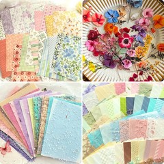 Scrapbook Supplies Kit with 246 Sheets Textured & Floral Scrapbook , 50 Pcs F…
