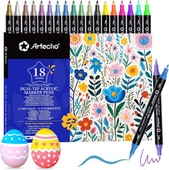 Acrylic Paint Markers 48 Colors, Acrylic Paint Pens with Brush Tip and Fine Tip