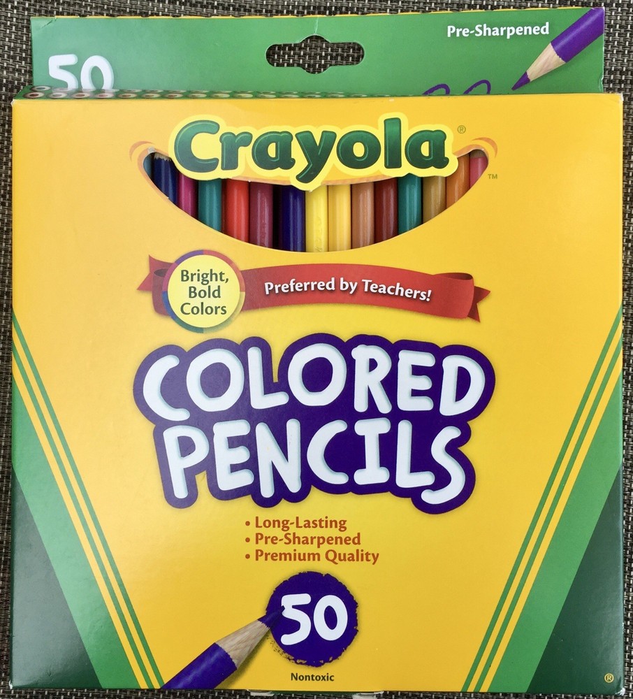 Crayola Colored Pencils Set Pre Sharpened Assorted Bright Bold Colors Set of 50