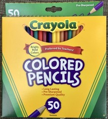 Crayola Colored Pencils Set Pre Sharpened Assorted Bright Bold Colors Set of 50