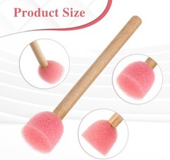 40 Pack Round Sponge Foam Brush 0.6” Paint Wooden Handle Pink
