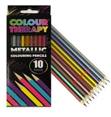 10 METALLIC COLOURING PENCILS COLOUR THERAPY QUALITY DRAWING SKETCHING TONES
