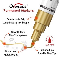 Fine Tip Oil-Based Paint Marker Pen – 8 Colors 0.9mm Fine Nib Permanent