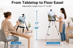Durable Aluminum Easel for Painting & Signage – Adjustable Height & Easy Storage
