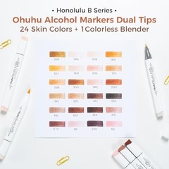 24 Skin Tone Alcohol Markers – Dual Brush & Fine Tips for Artists – Refillable,