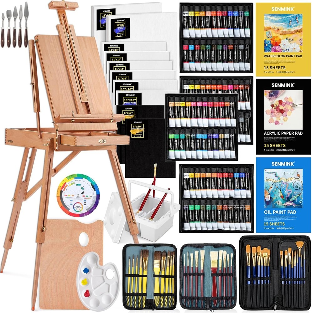 196Pcs Deluxe Artist Painting Set with French Easel