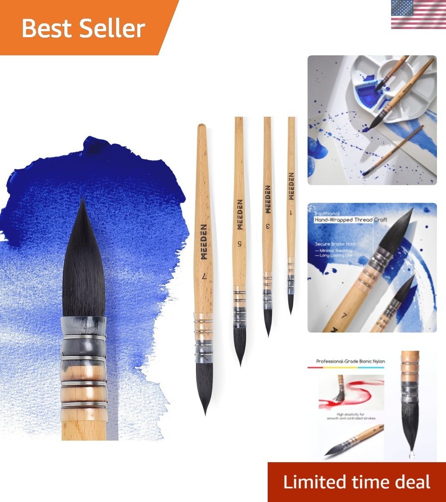 Watercolor Brushes Professional – 4 Pack Synthetic Squirrel Hair Artist Paint…