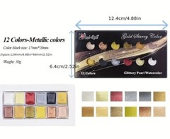 Angel Mark GOLD STARRY 12 Pearl Solid Watercolor Paint Set High Transparency