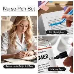 KINYFY 8 Pcs Mini Highlighter Nurse Pen 1 Count (Pack of 8), Blue & Purple