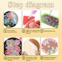 DOTSOPS Flowers Diamond Painting Coaster with Holder 5D 0.1 inches, Eflowerc