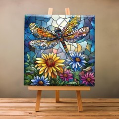 Framed Dragonfly Paint by Number for Adult Beginners, 12×12 DIY Canvas Art