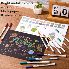 Metallic Marker Pens, 24 Colors Metallic Paint Markers Fine Point for DIY Card,
